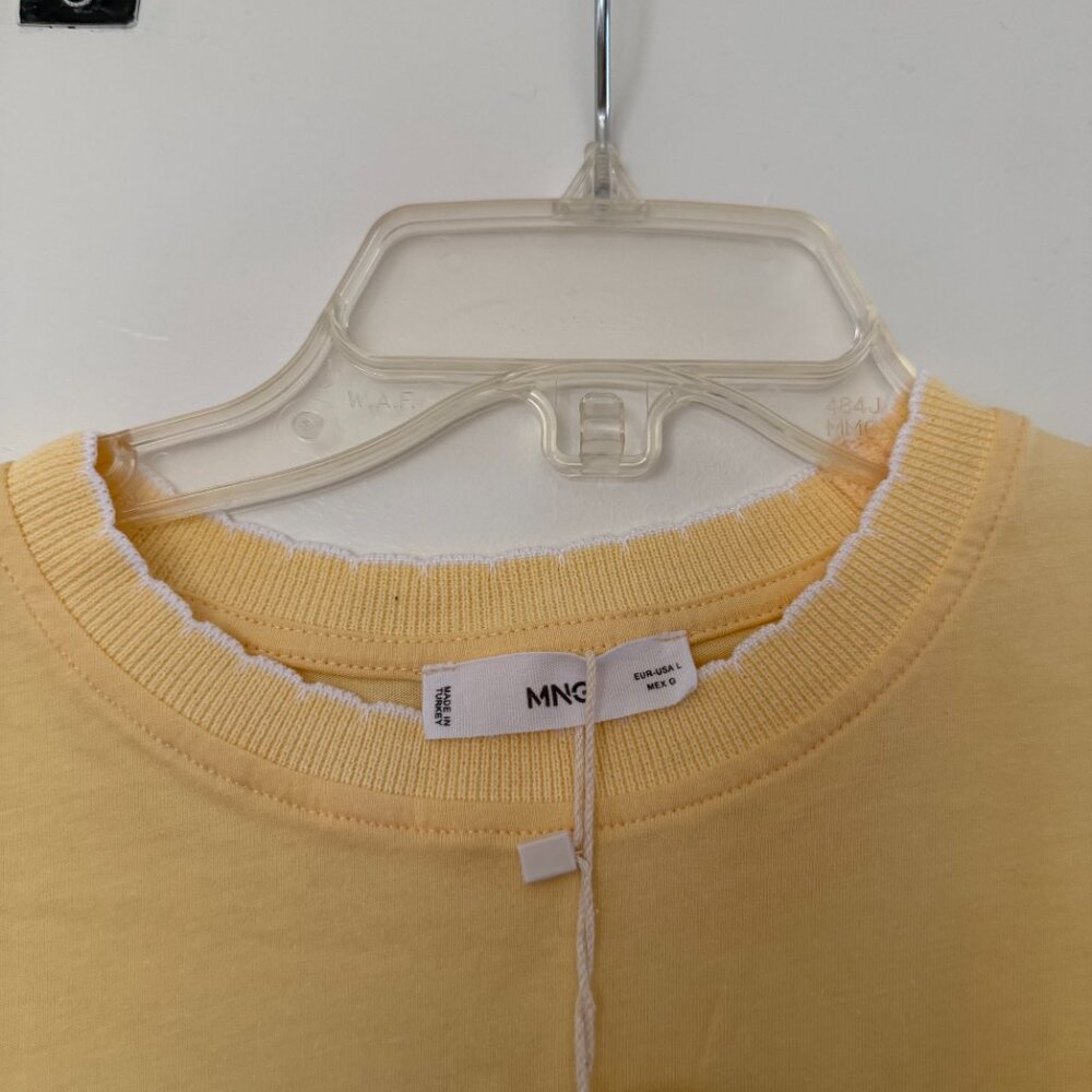 MANGO butter yellow t-shirt size L neckline crochet brand new with tags NWT - Picture 4 of 6
